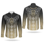 Aotearoa Maori Iwi Heritage Couples Matching Long Sleeve Bodycon Dress and Long Sleeve Button Shirt Waikato Tainui Parauri
