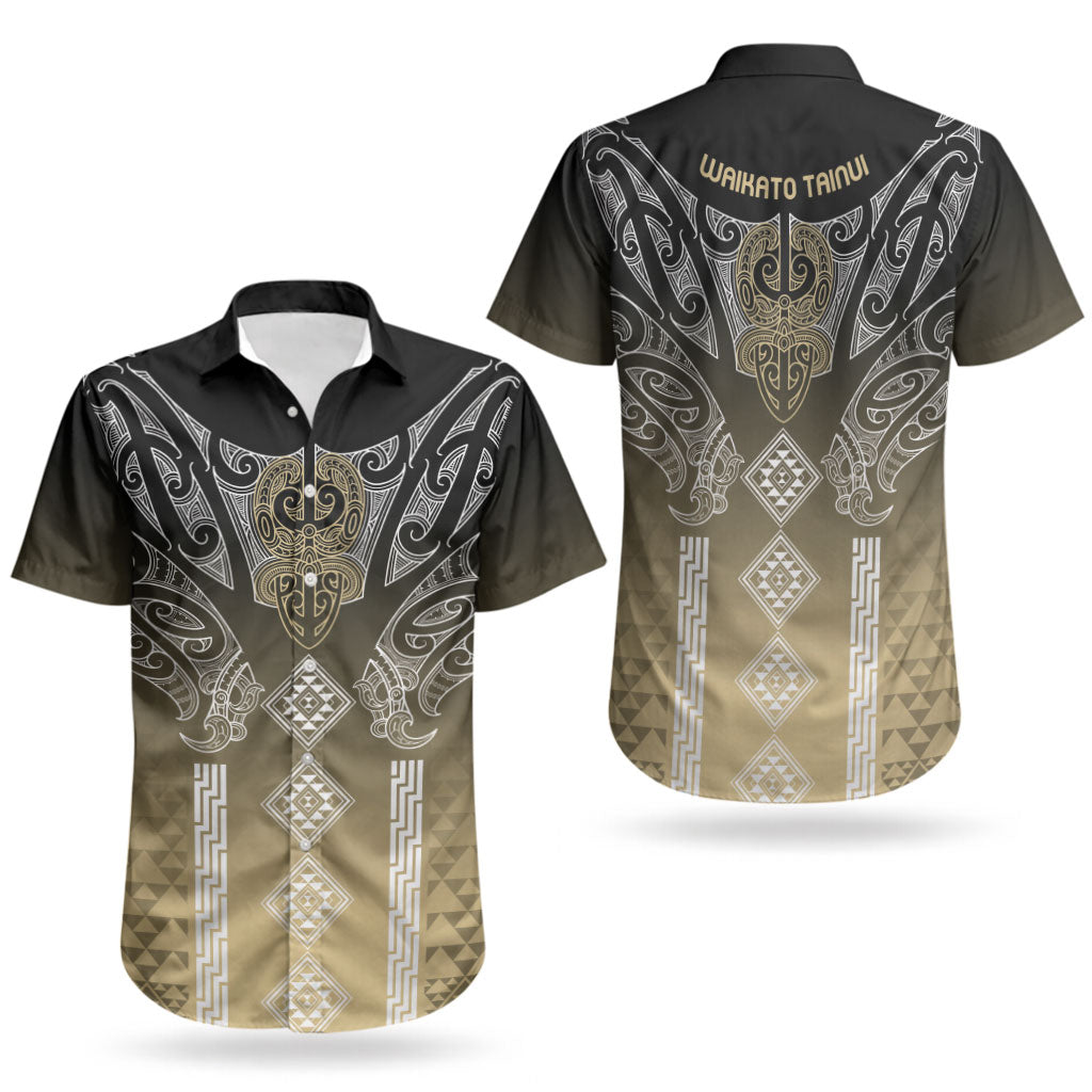 Aotearoa Maori Iwi Heritage Couples Matching Off Shoulder Maxi Dress and Hawaiian Shirt Waikato Tainui Parauri