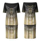 Aotearoa Maori Iwi Heritage Couples Matching Puletasi and Long Sleeve Button Shirt Waikato Tainui Parauri