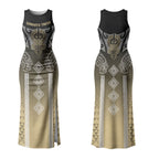 Aotearoa Maori Iwi Heritage Couples Matching Tank Maxi Dress and Long Sleeve Button Shirt Waikato Tainui Parauri
