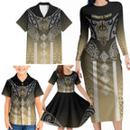 Aotearoa Maori Iwi Heritage Family Matching Long Sleeve Bodycon Dress and Hawaiian Shirt Waikato Tainui Parauri