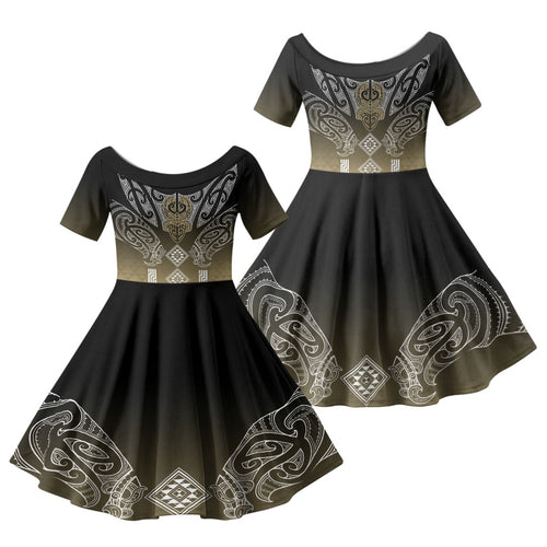 Aotearoa Maori Iwi Heritage Family Matching Summer Maxi Dress and Hawaiian Shirt Waikato Tainui Parauri