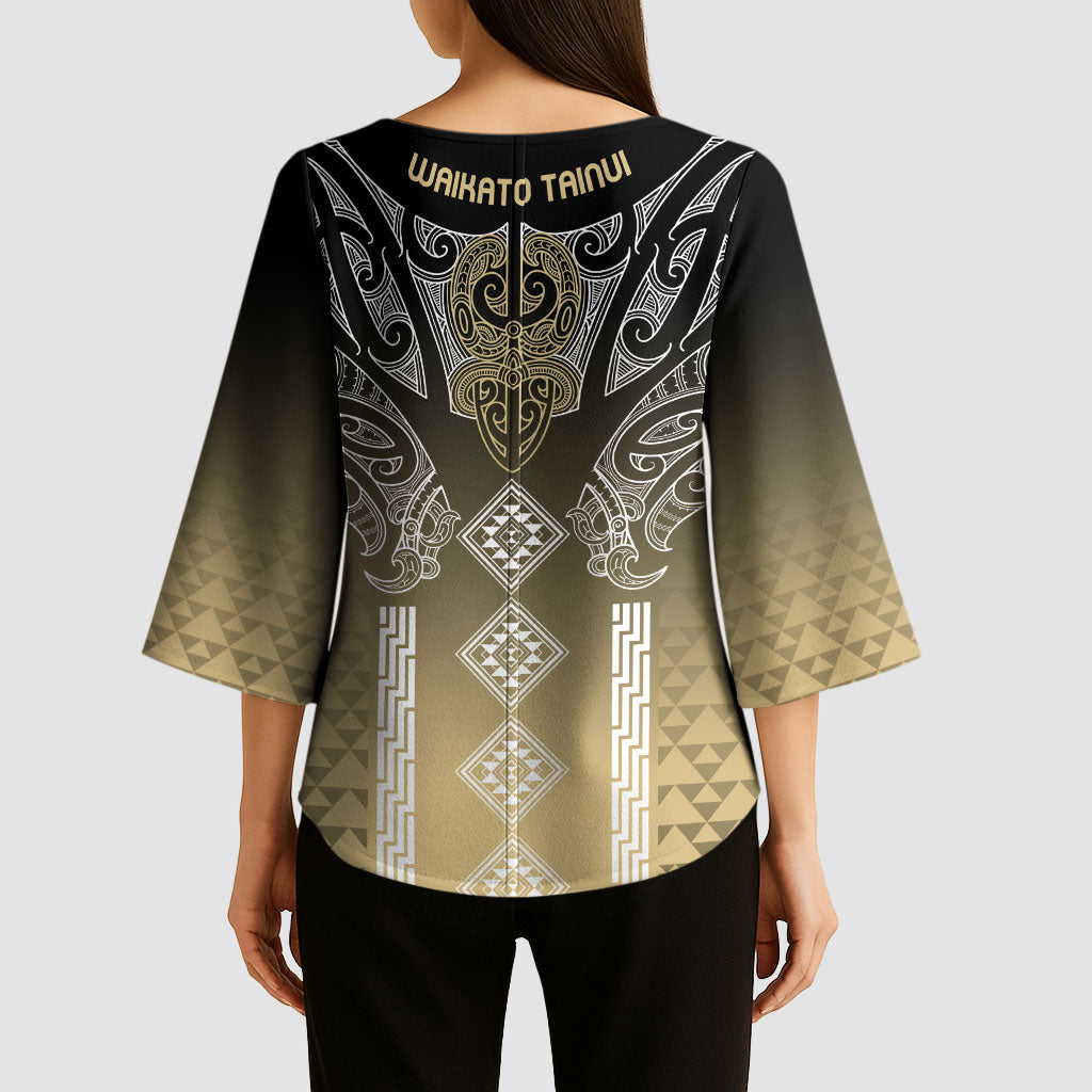 Aotearoa Maori Iwi Heritage Kimono Sleeve Blouse Waikato Tainui Parauri