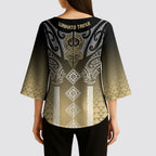Aotearoa Maori Iwi Heritage Kimono Sleeve Blouse Waikato Tainui Parauri