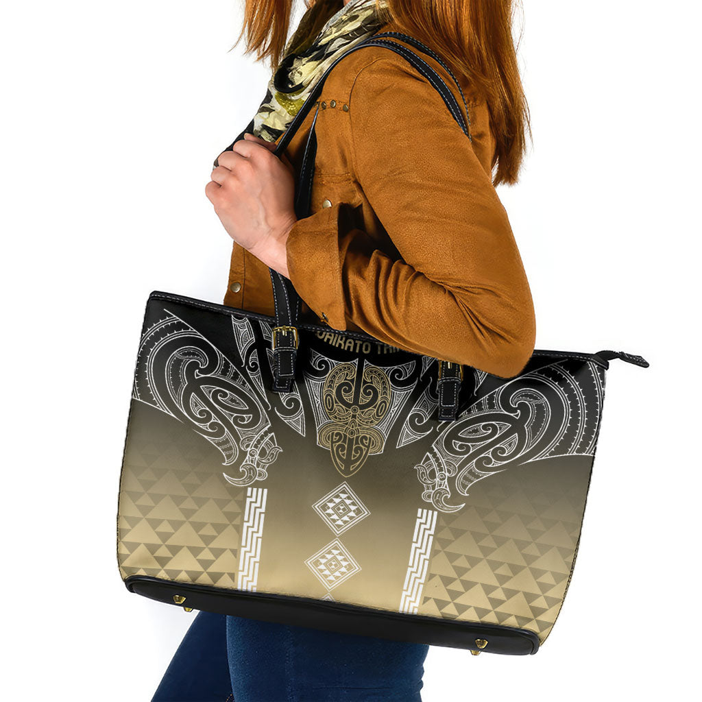 Aotearoa Maori Iwi Heritage Leather Tote Bag Waikato Tainui Parauri