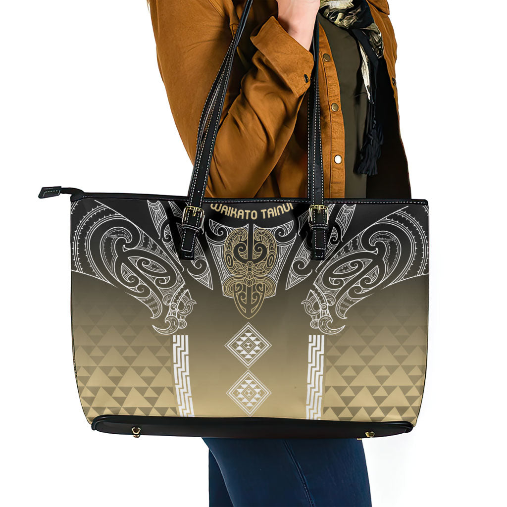 Aotearoa Maori Iwi Heritage Leather Tote Bag Waikato Tainui Parauri