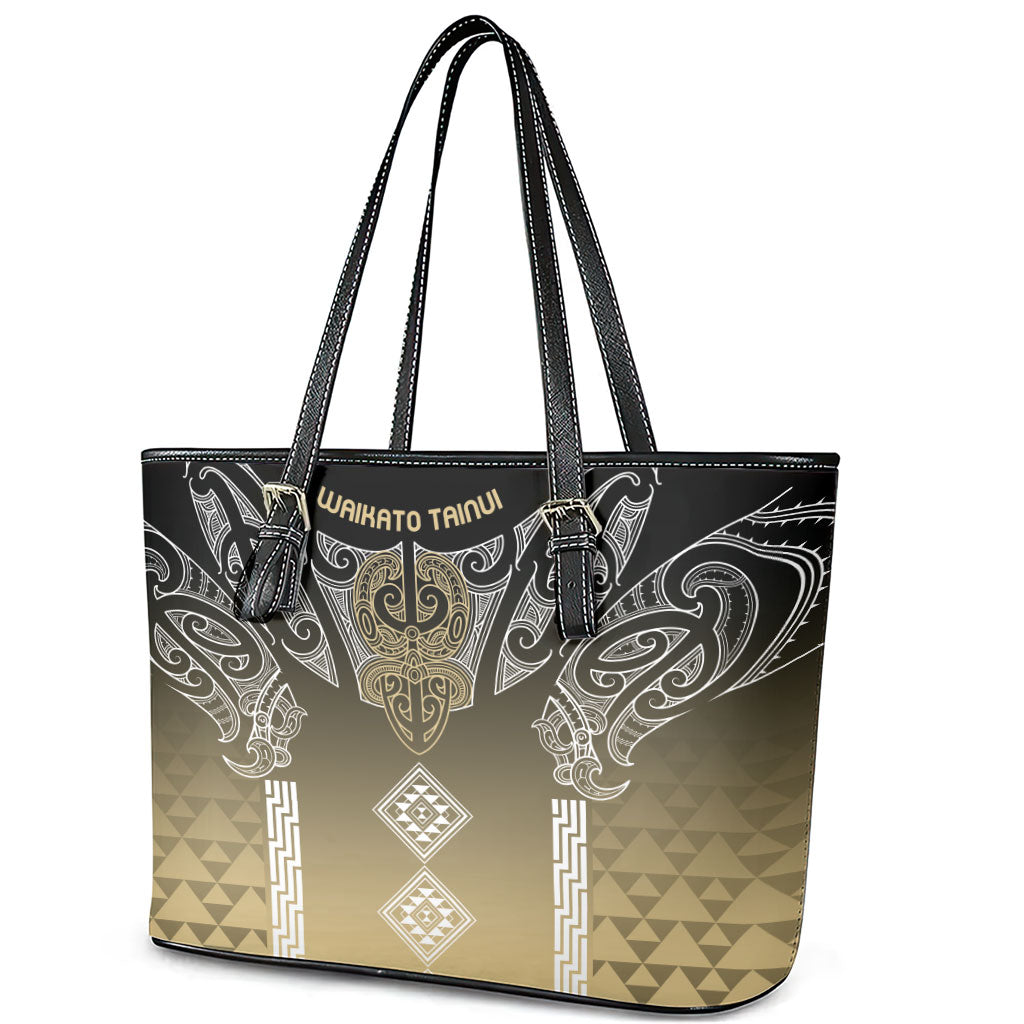 Aotearoa Maori Iwi Heritage Leather Tote Bag Waikato Tainui Parauri