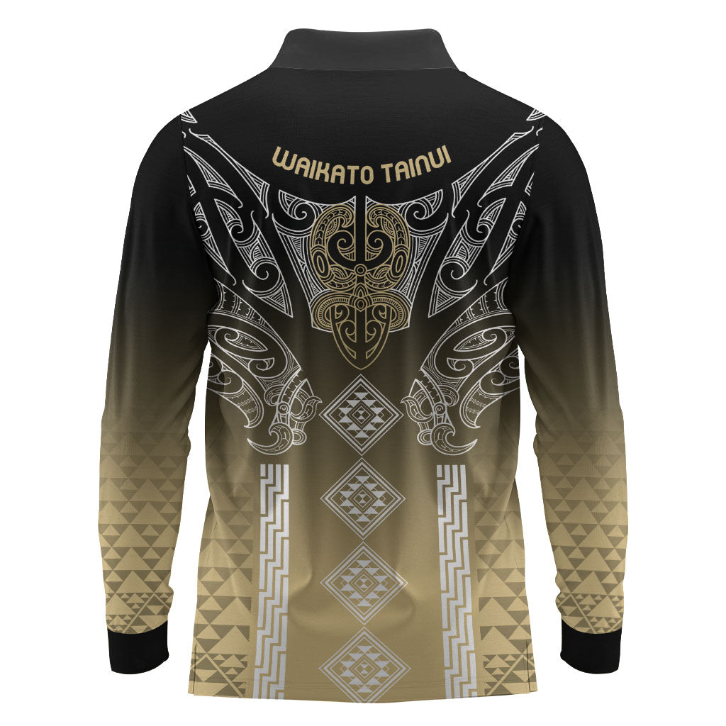 Aotearoa Maori Iwi Heritage Long Sleeve Polo Shirt Waikato Tainui Parauri