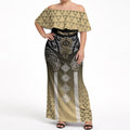 Aotearoa Maori Iwi Heritage Off Shoulder Maxi Dress Waikato Tainui Parauri