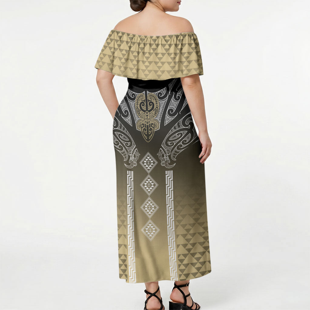 Aotearoa Maori Iwi Heritage Off Shoulder Maxi Dress Waikato Tainui Parauri
