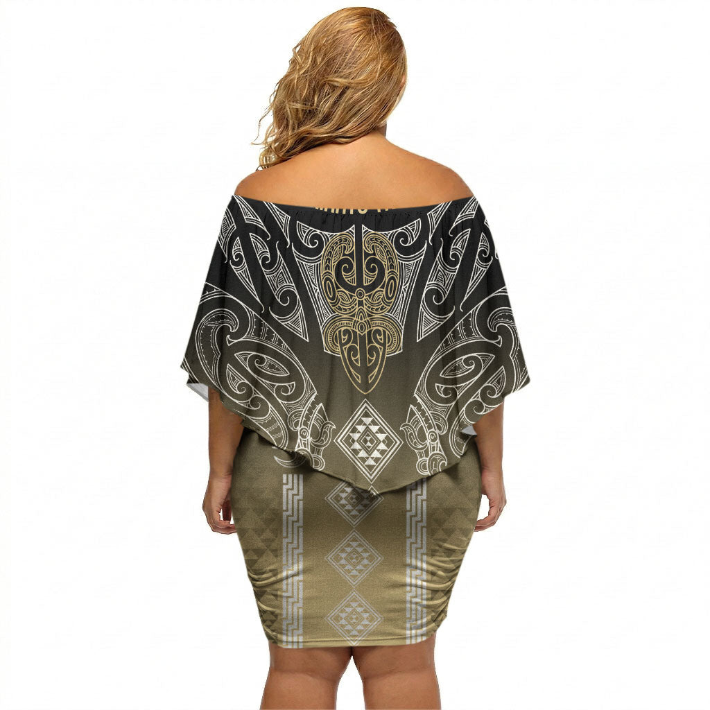 Aotearoa Maori Iwi Heritage Off Shoulder Short Dress Waikato Tainui Parauri