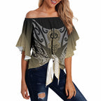 Aotearoa Maori Iwi Heritage Off Shoulder Wrap Waist Top Waikato Tainui Parauri