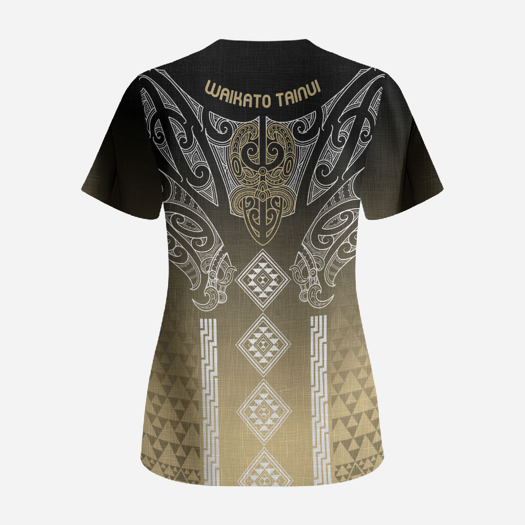 Aotearoa Maori Iwi Heritage Scrub Top Waikato Tainui Parauri