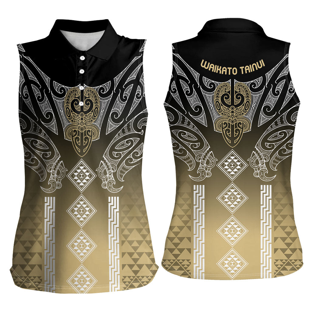 Aotearoa Maori Iwi Heritage Women Sleeveless Polo Shirt Waikato Tainui Parauri