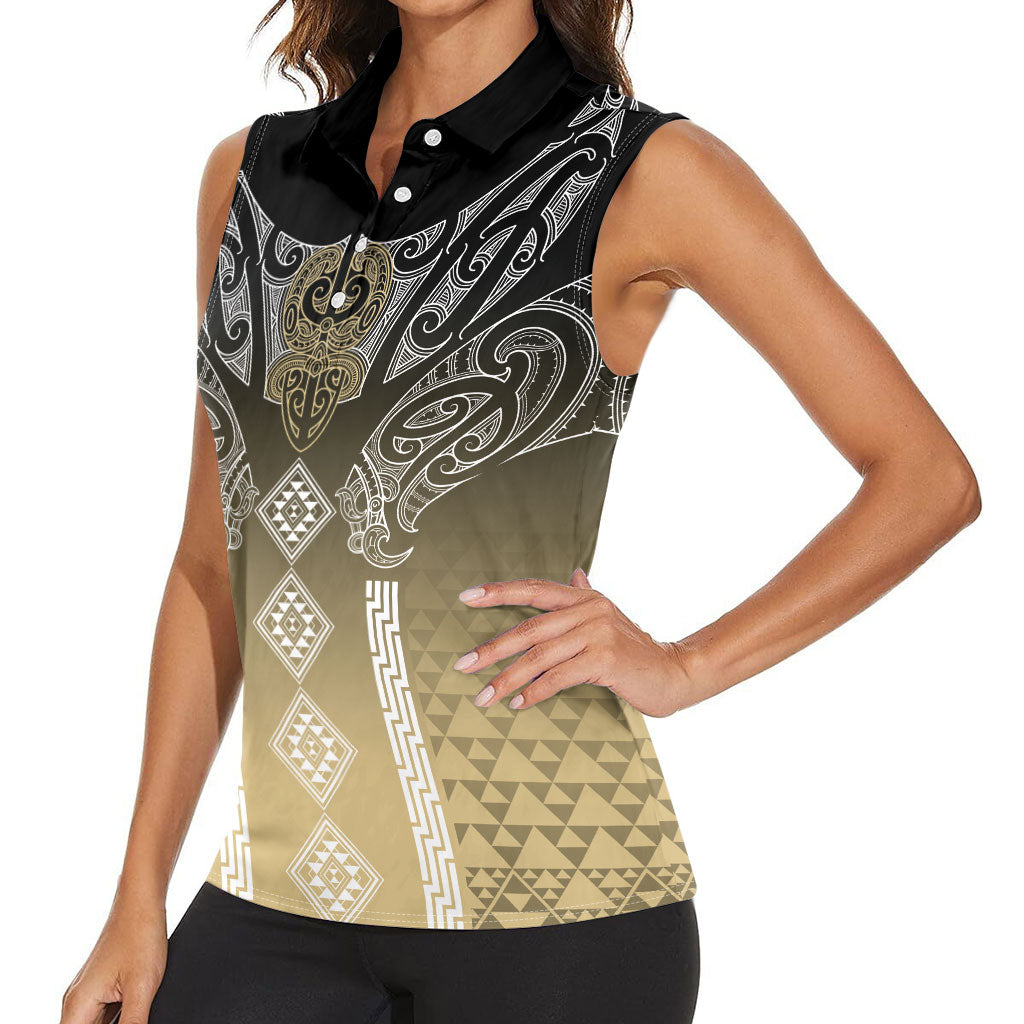 Aotearoa Maori Iwi Heritage Women Sleeveless Polo Shirt Waikato Tainui Parauri