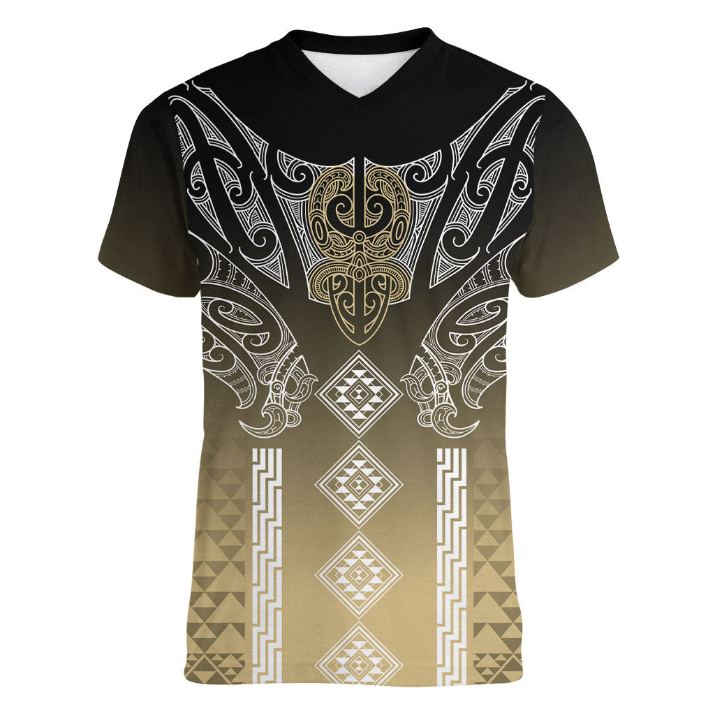 Aotearoa Maori Iwi Heritage Women V-Neck T-Shirt Waikato Tainui Parauri