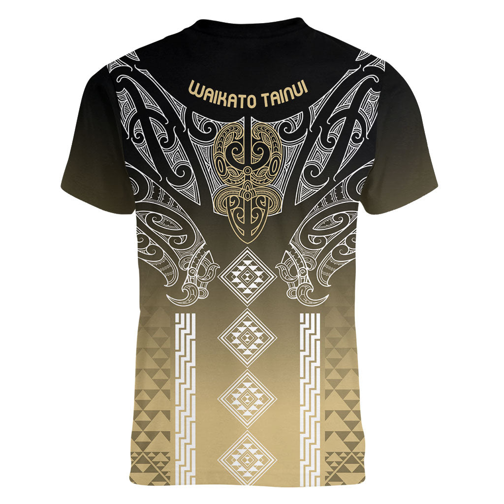 Aotearoa Maori Iwi Heritage Women V-Neck T-Shirt Waikato Tainui Parauri