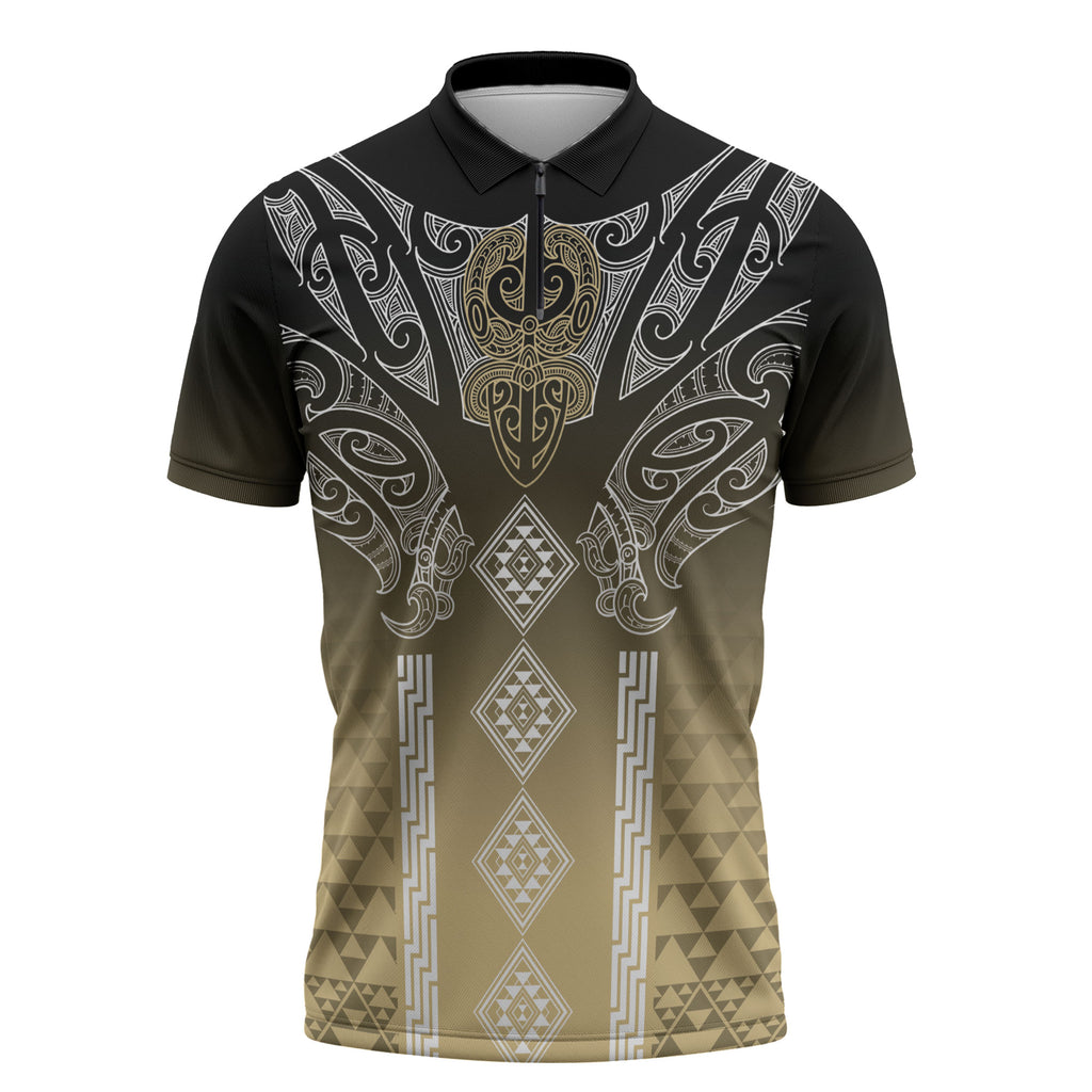 Aotearoa Maori Iwi Heritage Zipper Polo Shirt Waikato Tainui Parauri
