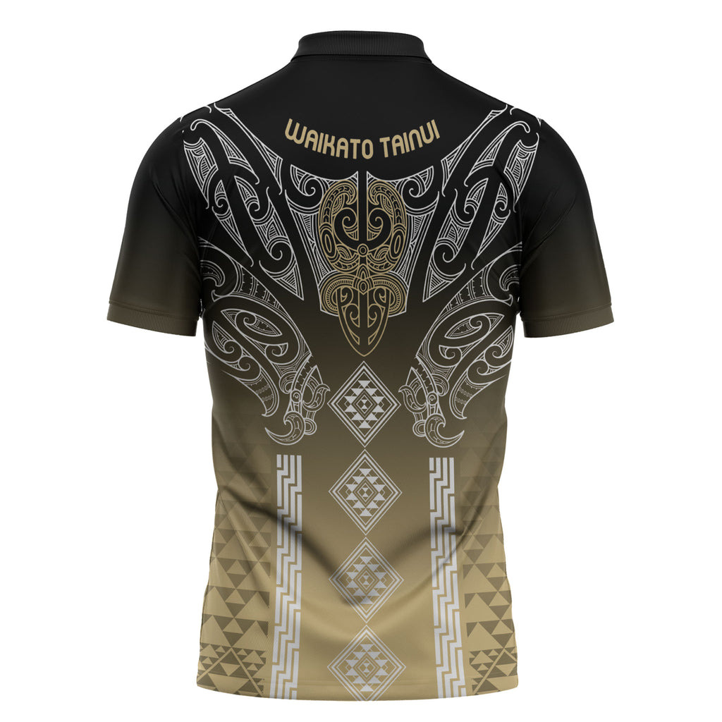 Aotearoa Maori Iwi Heritage Zipper Polo Shirt Waikato Tainui Parauri