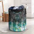 Aotearoa Maori Iwi Heritage Laundry Basket Ngati Kahungunu Paua Shell Turquoise