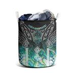 Aotearoa Maori Iwi Heritage Laundry Basket Ngati Kahungunu Paua Shell Turquoise
