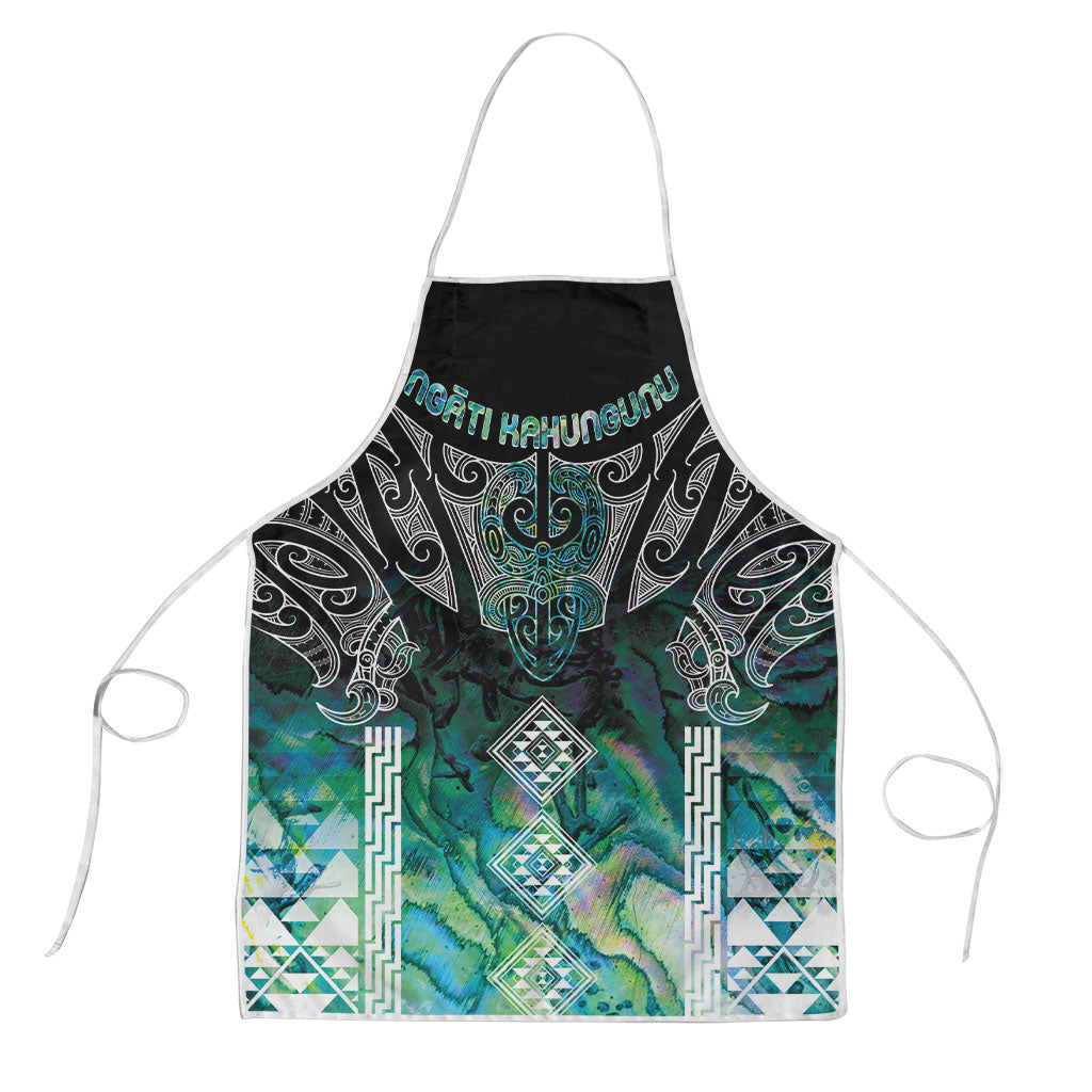 Aotearoa Maori Iwi Heritage Apron Ngati Kahungunu Paua Shell Turquoise