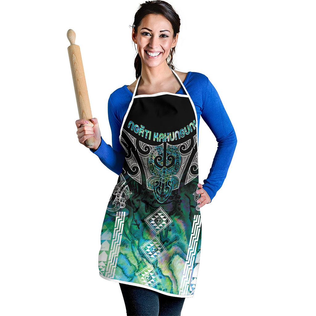 Aotearoa Maori Iwi Heritage Apron Ngati Kahungunu Paua Shell Turquoise