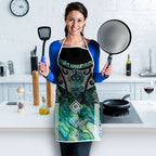 Aotearoa Maori Iwi Heritage Apron Ngati Kahungunu Paua Shell Turquoise