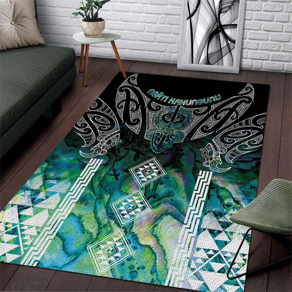 Aotearoa Maori Iwi Heritage Area Rug Ngati Kahungunu Paua Shell Turquoise