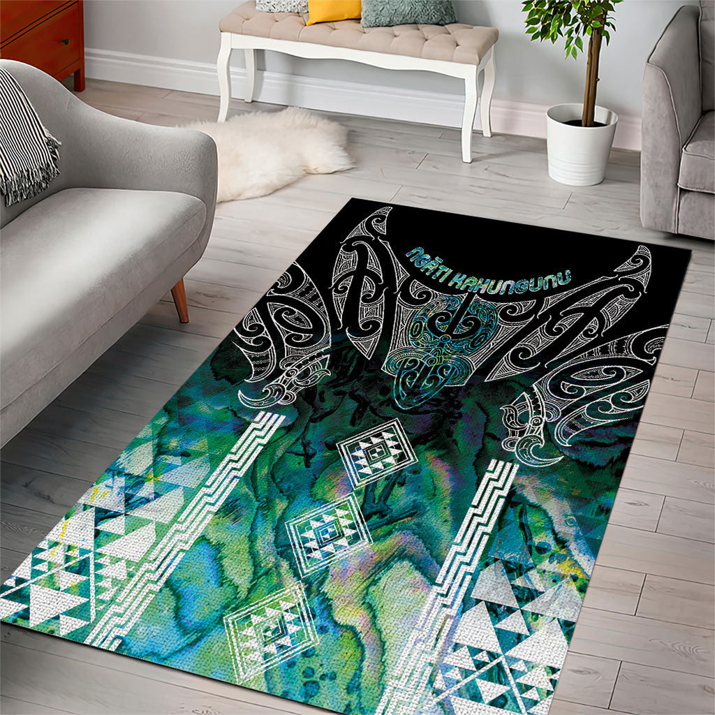 Aotearoa Maori Iwi Heritage Area Rug Ngati Kahungunu Paua Shell Turquoise