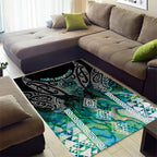 Aotearoa Maori Iwi Heritage Area Rug Ngati Kahungunu Paua Shell Turquoise