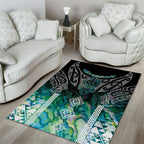 Aotearoa Maori Iwi Heritage Area Rug Ngati Kahungunu Paua Shell Turquoise