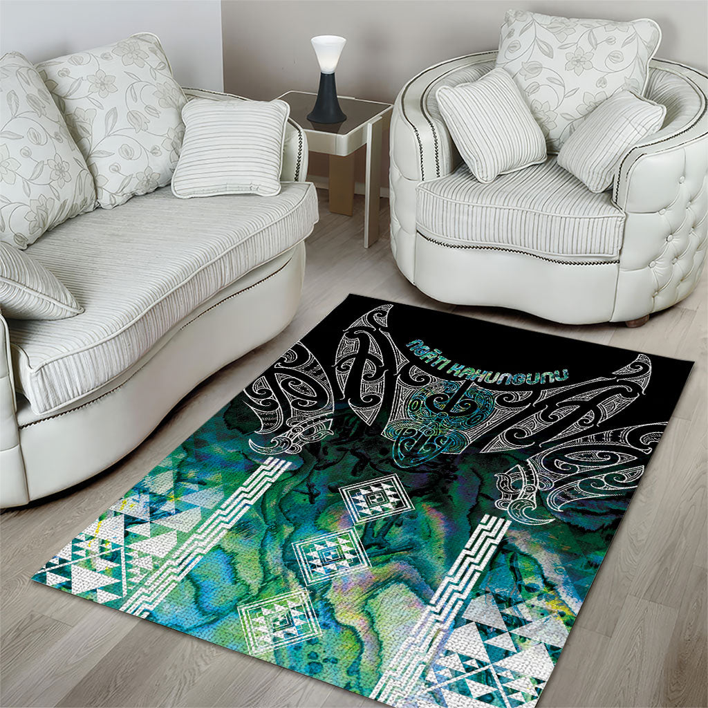 Aotearoa Maori Iwi Heritage Area Rug Ngati Kahungunu Paua Shell Turquoise
