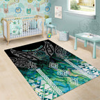 Aotearoa Maori Iwi Heritage Area Rug Ngati Kahungunu Paua Shell Turquoise