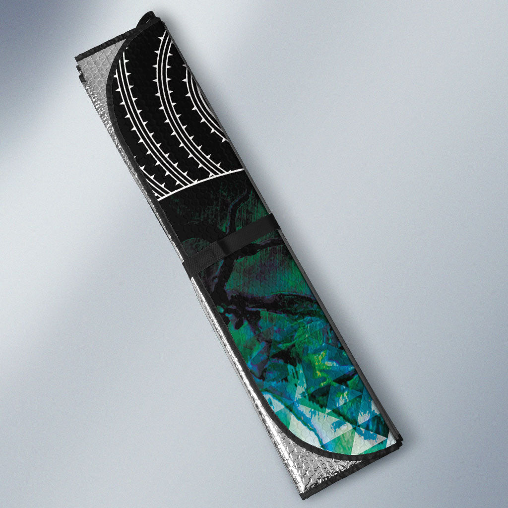 Aotearoa Maori Iwi Heritage Auto Sun Shade Ngati Kahungunu Paua Shell Turquoise
