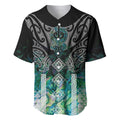 Aotearoa Maori Iwi Heritage Baseball Jersey Ngati Kahungunu Paua Shell Turquoise