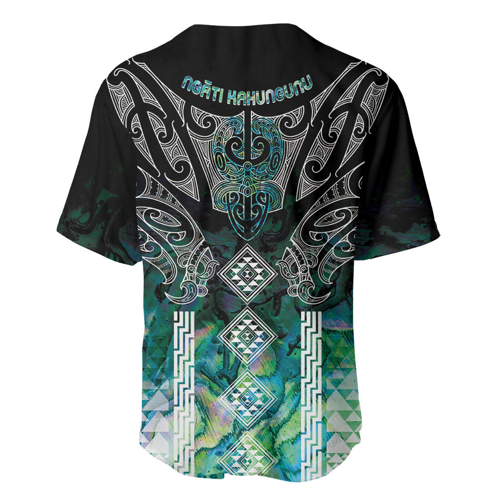 Aotearoa Maori Iwi Heritage Baseball Jersey Ngati Kahungunu Paua Shell Turquoise