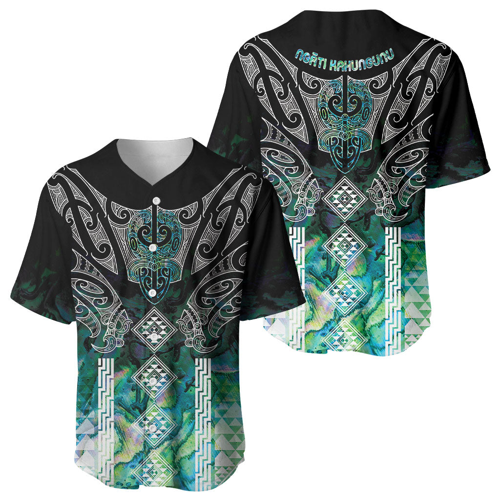 Aotearoa Maori Iwi Heritage Baseball Jersey Ngati Kahungunu Paua Shell Turquoise