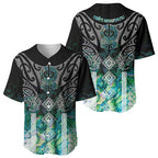 Aotearoa Maori Iwi Heritage Baseball Jersey Ngati Kahungunu Paua Shell Turquoise