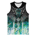Aotearoa Maori Iwi Heritage Basketball Jersey Ngati Kahungunu Paua Shell Turquoise
