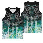 Aotearoa Maori Iwi Heritage Basketball Jersey Ngati Kahungunu Paua Shell Turquoise