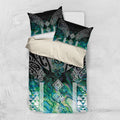 Aotearoa Maori Iwi Heritage Bedding Set Ngati Kahungunu Paua Shell Turquoise