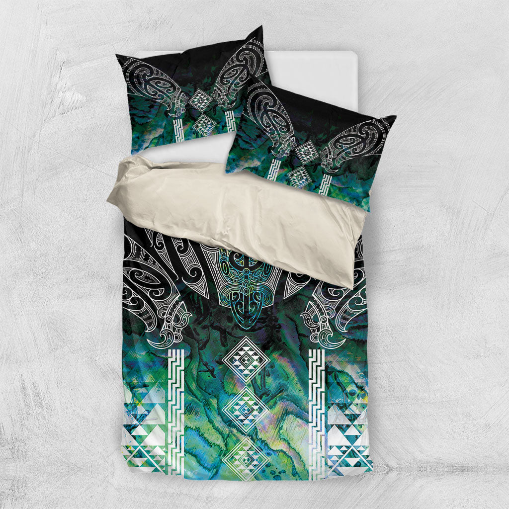 Aotearoa Maori Iwi Heritage Bedding Set Ngati Kahungunu Paua Shell Turquoise