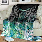 Aotearoa Maori Iwi Heritage Blanket Ngati Kahungunu Paua Shell Turquoise