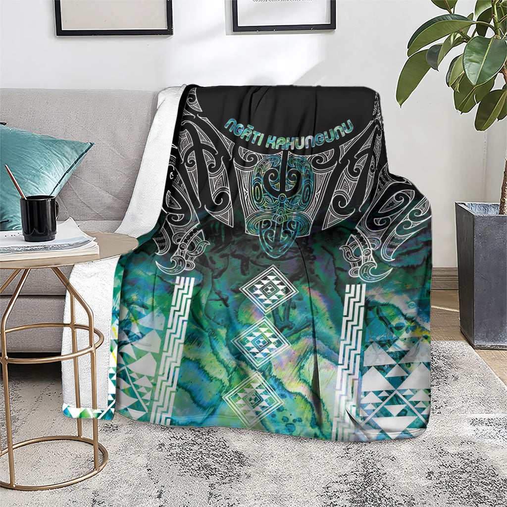 Aotearoa Maori Iwi Heritage Blanket Ngati Kahungunu Paua Shell Turquoise