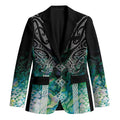 Aotearoa Maori Iwi Heritage Blazer Ngati Kahungunu Paua Shell Turquoise