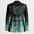 Aotearoa Maori Iwi Heritage Blazer Ngati Kahungunu Paua Shell Turquoise