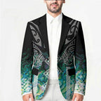 Aotearoa Maori Iwi Heritage Blazer Ngati Kahungunu Paua Shell Turquoise
