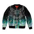 Aotearoa Maori Iwi Heritage Bomber Jacket Ngati Kahungunu Paua Shell Turquoise