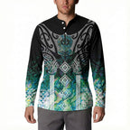 Aotearoa Maori Iwi Heritage Button Sweatshirt Ngati Kahungunu Paua Shell Turquoise